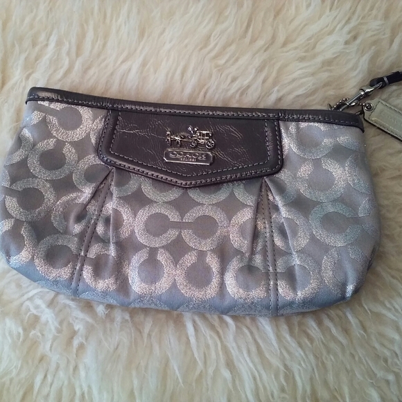 Coach Handbags - NWOT Silver Coach Wristlet